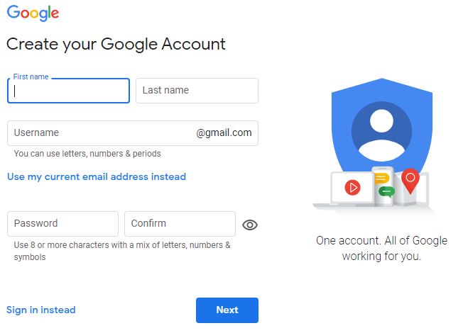 create a google account