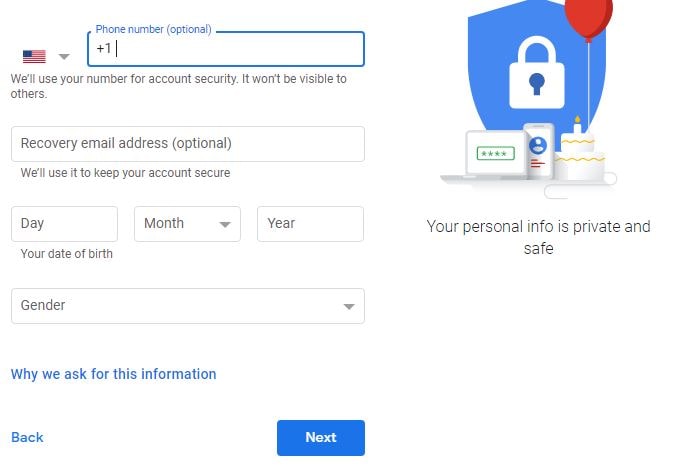 create gmail account without phone number verification 2018