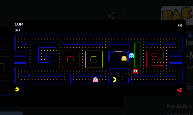 Pacman 30th Anniversary (Google Doodle) (Play Online!)  Classic video games,  Anniversary games, 30th anniversary